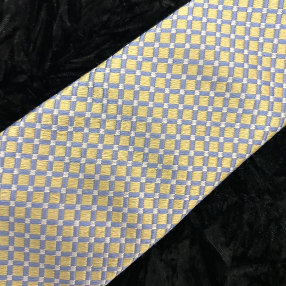 Turnbull & Asser Yellow Blue Geometric Silk Tie - Picture 4 of 6